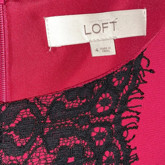 Ann Taylor Loft pink dress with black lace size 4 - Picture 4 of 9